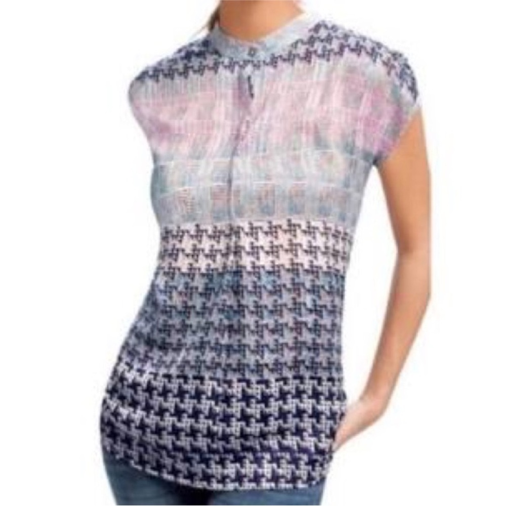 CAbi Astor‎ Geometric Print Tunic Blouse Short Sleeve Women’s Sz Medium #735